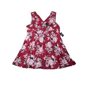 Torrid 4SO Red Floral Ponte Sleeveless Fit Flare Dress 28 NWT Pockets Romantic